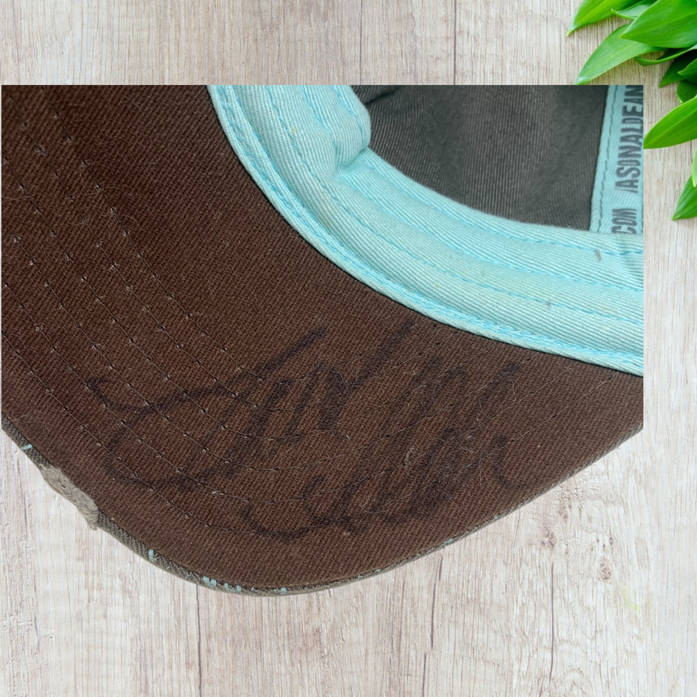 Jason Aldean Autographed Distressed Patch Hat Cap Blue Brown Floral Snapback - Picture 6 of 11